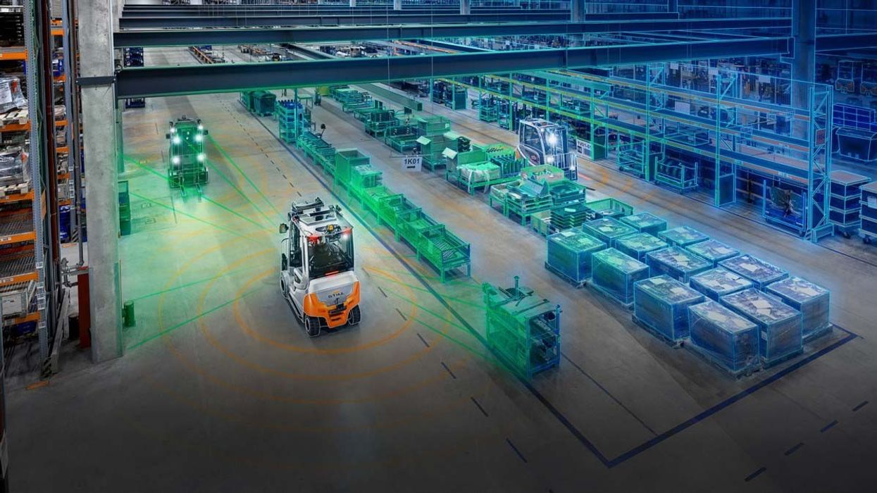 autonomous lift truck in warehouse