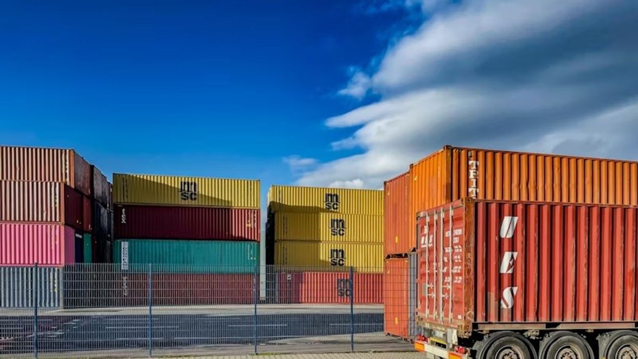 containers stacked in a yard