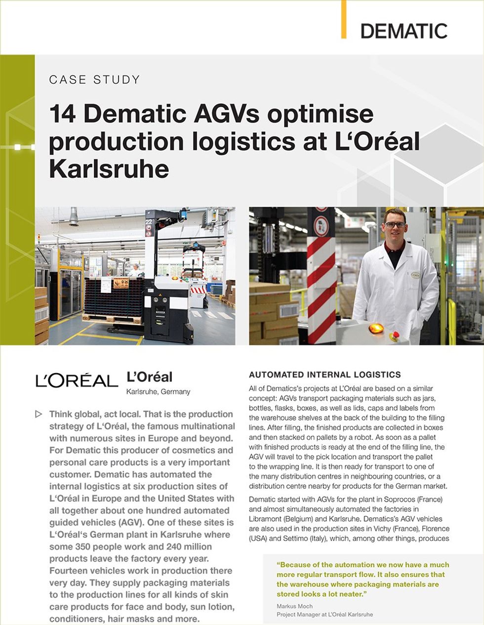 Dematic: Cosmetic giant L'Oréal optimizes production with Dematic AGVs