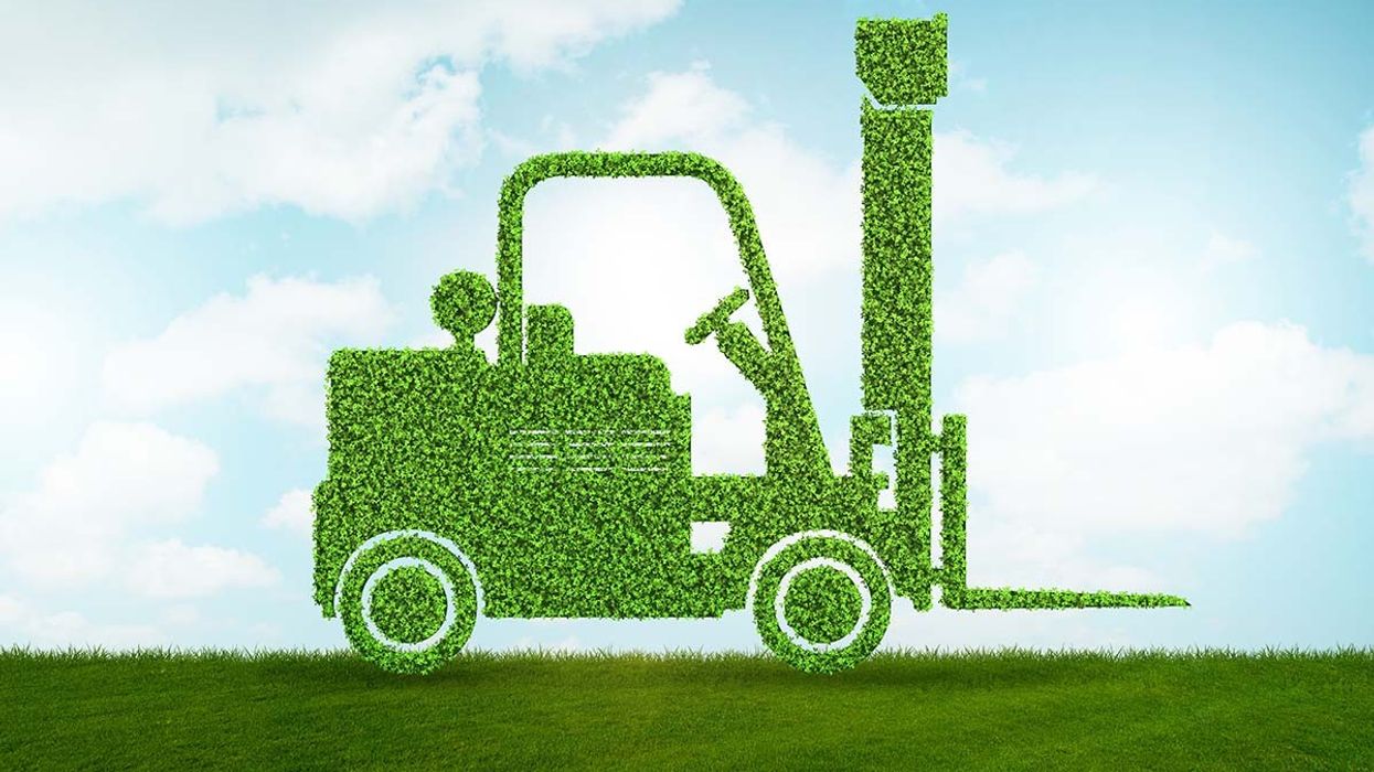 Forklift made of grass