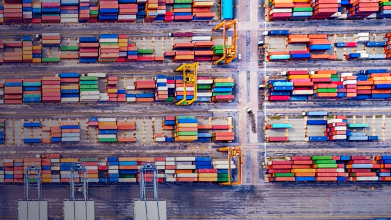 containers stacked at a port