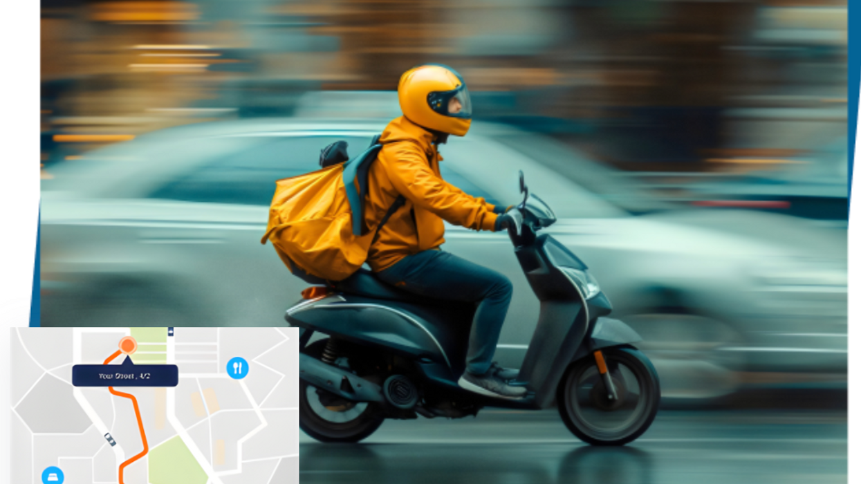 express parcel delivery worker on moped