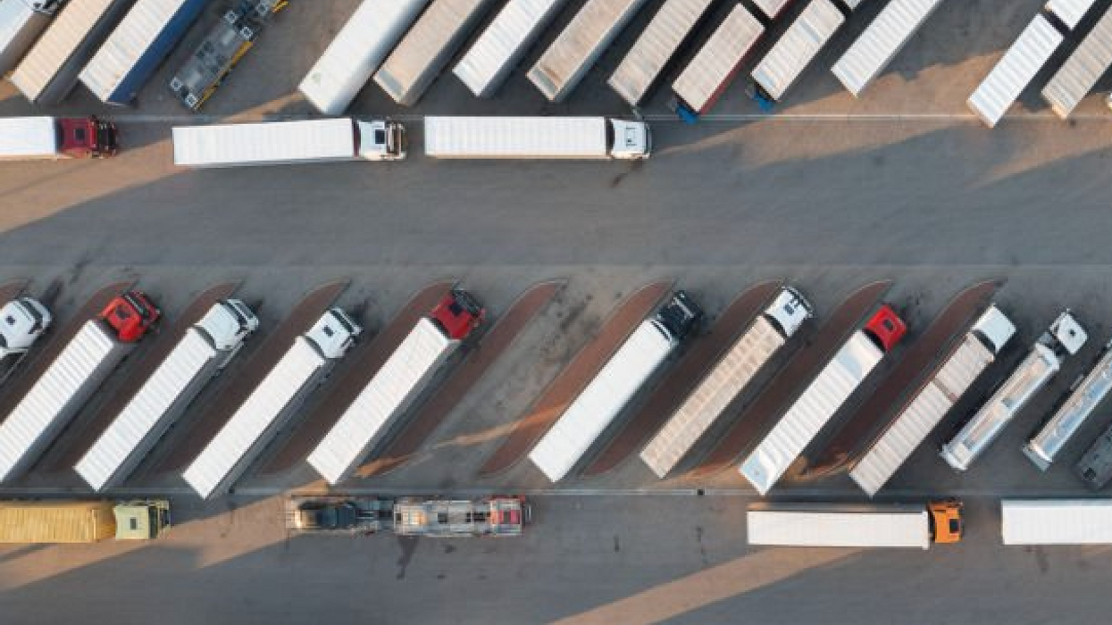 trucks parked in big lot